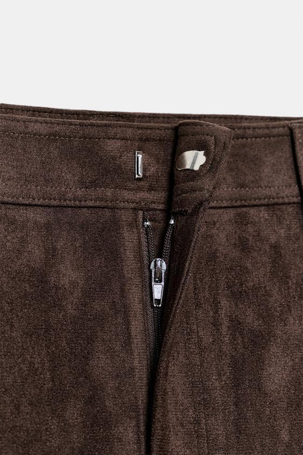 ZARA ЮБКА МИДИ ИЗ ИСКУССТВЕННОЙ ЗАМШИ, ШОКОЛАДНО-КОРИЧНЕВЫЙ