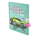 Блокнот в футляре, 18 см * 22 см, гребень, Alingar, глиттер, ручка, замочек, линия, 45 л., "Авто", зеленая