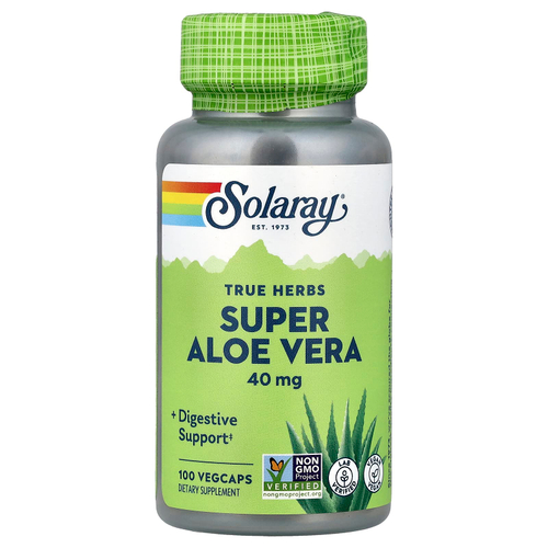 Solaray, True Herbs, супералоэ вера, 100 растительных капсул