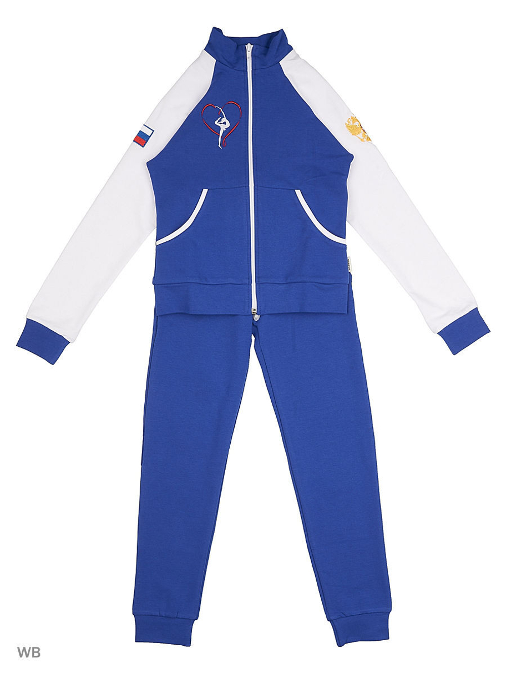 Спортивный костюм Классика с белым рукавом (ярко-синий)