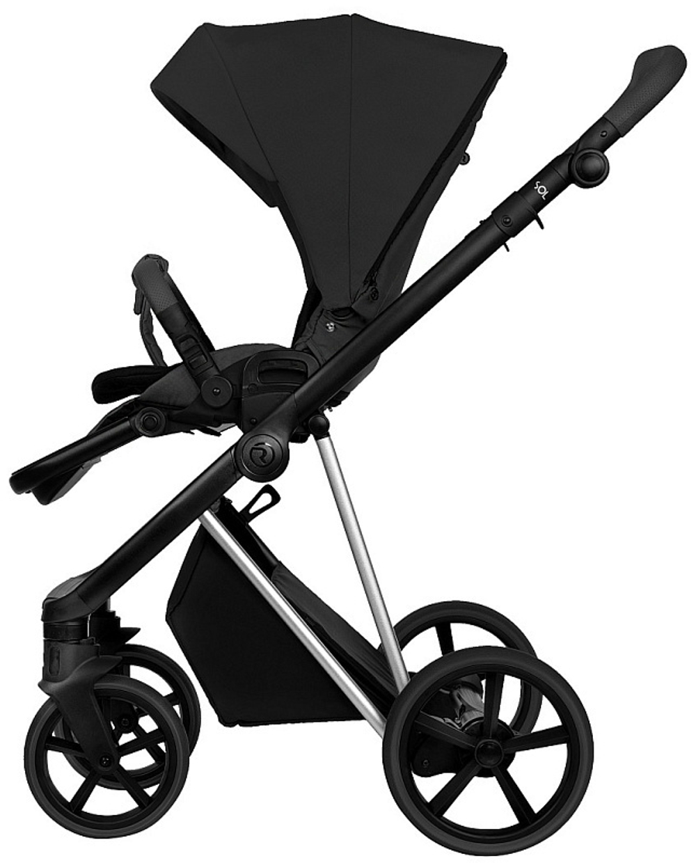 Детская коляска Roan Sol Vintage Luxury 2.0 2 в 1 VIN 05/CB Caviar Black/Nickel/руч.Black