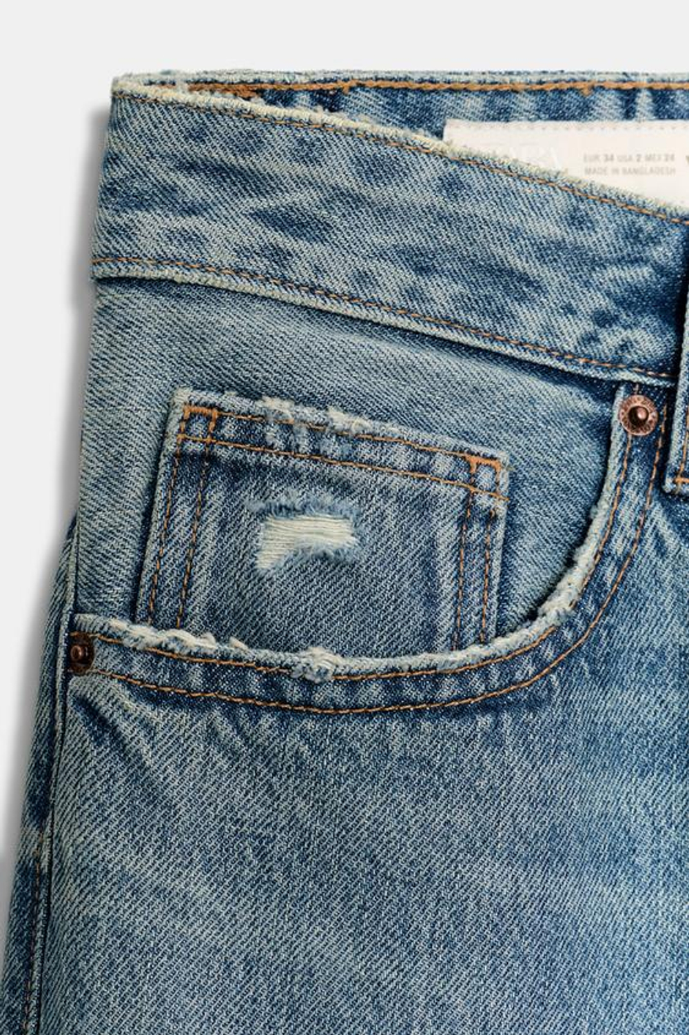 ZARA ДЖИНСЫ TRF BOYFRIEND СО СРЕДНЕЙ ПОСАДКОЙ И РАЗРЕЗАМИ, СИНИЙ