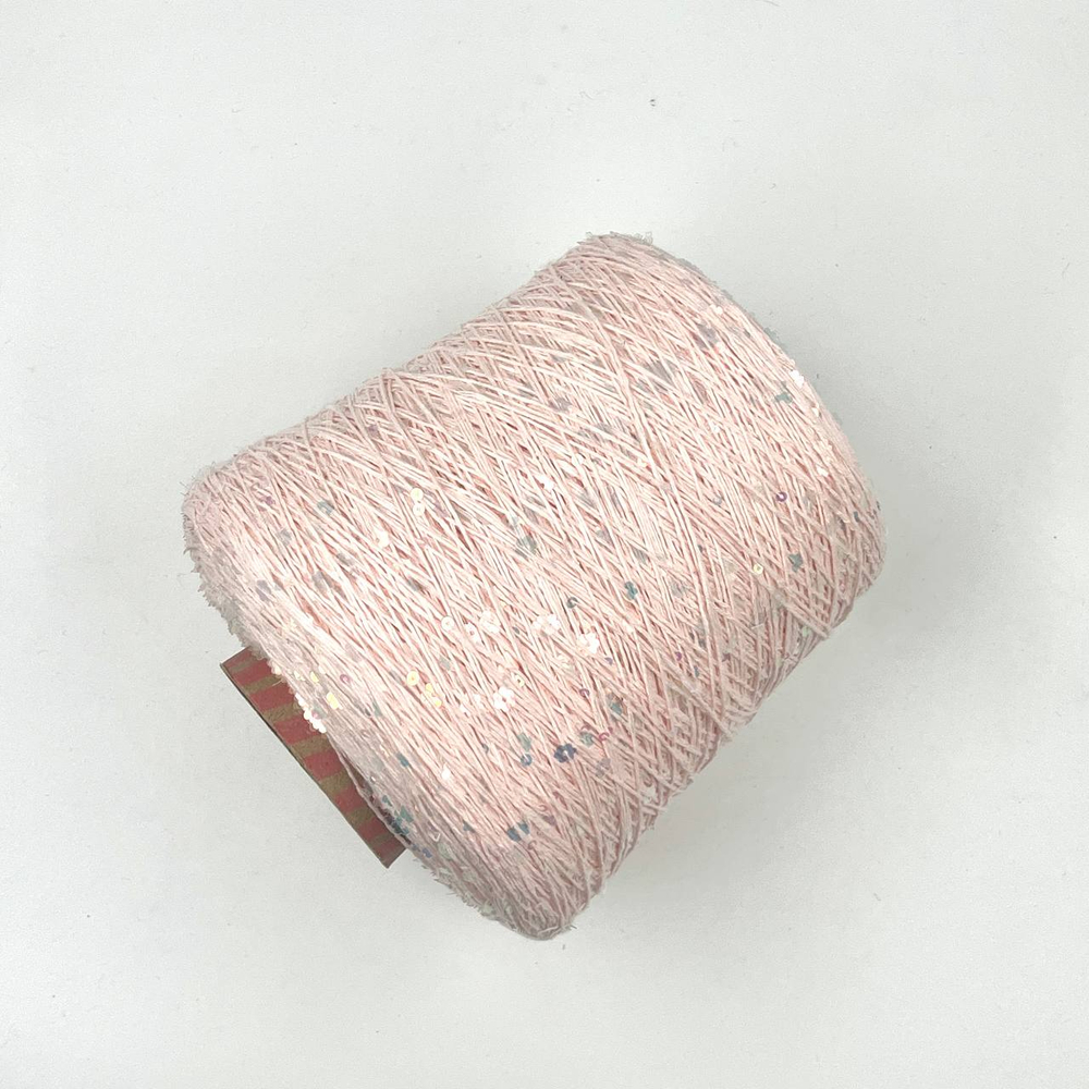 Королевские пайетки (3 и 6 мм), хлопок 100%, 330 м в 100 г, нежно-розовый пайетка галография