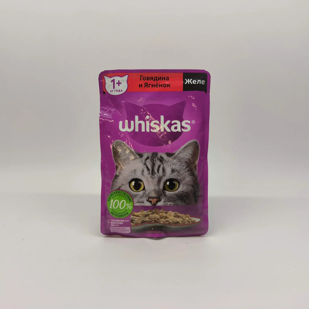 Желе говядина и ягненок, 75г корм для кошек влажный Whiskas