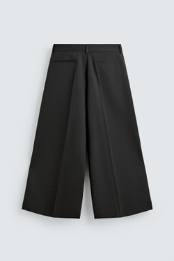 ZARA БРЮКИ WIDE FIT СО СКЛАДКАМИ, ЧЕРНЫЙ