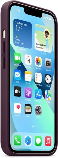 Чехол Apple Leather Case with MagSafe for iPhone 13, «тёмная вишня»