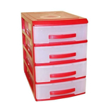Мини комод 4х красн. перл/прозр