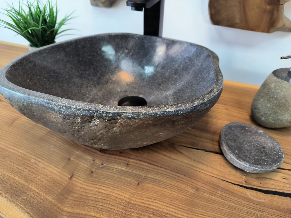 Раковина из речного камня RS-65788 39х33х14 из натурального камня