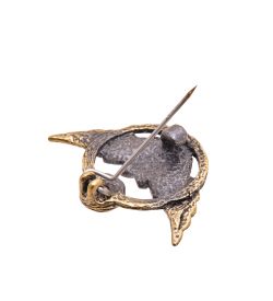 AM-3500 Брошь «Сова Круг» (латунь, янтарь)