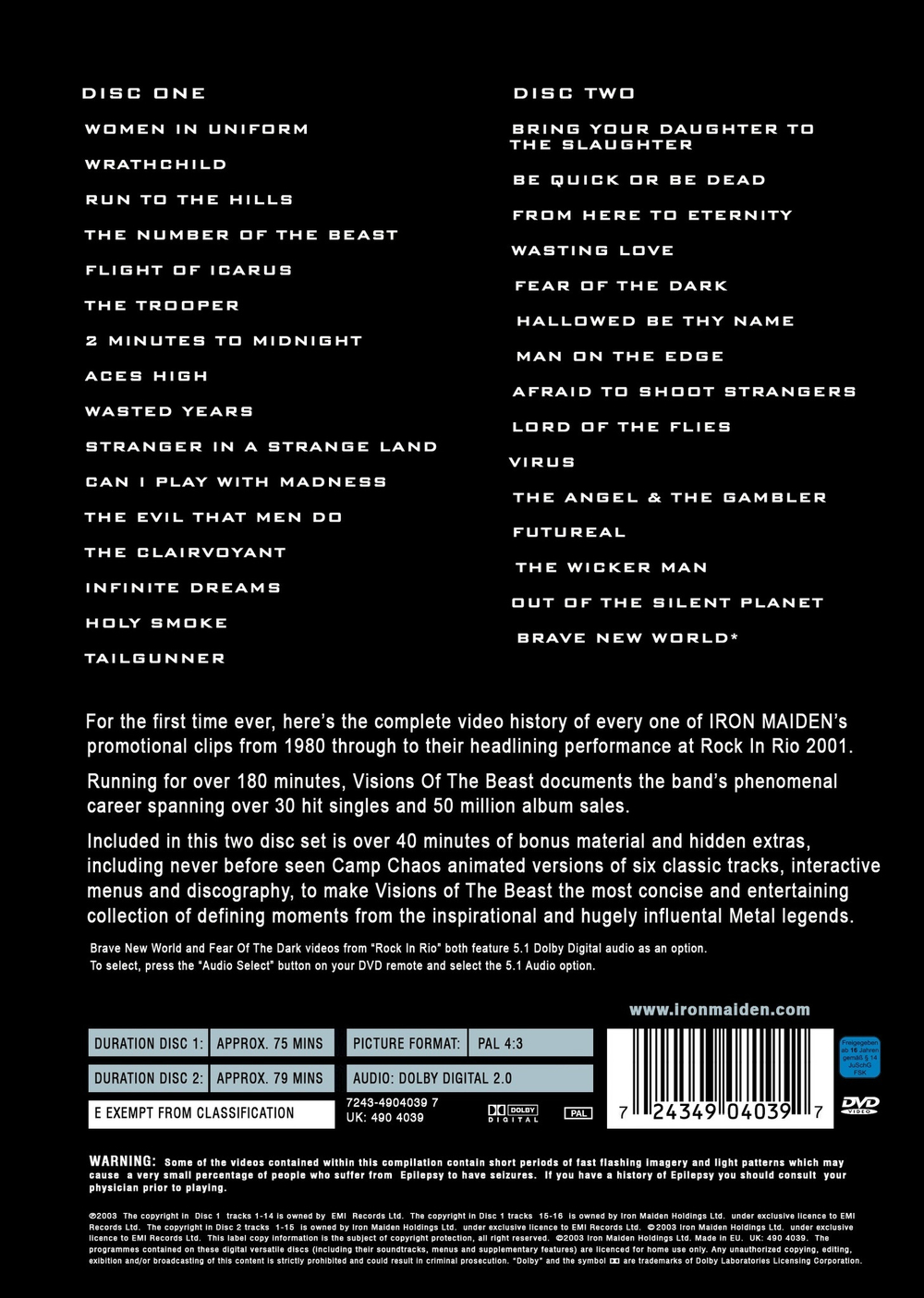 Iron Maiden / Visions Of The Beast (2DVD)