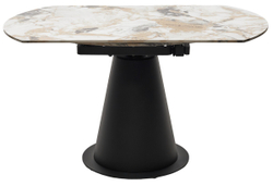 Стол TERAMO 135 GLOSS GRAND JADE SOLID CERAMIC, керамика, поворотн.механизм / Черный каркас, ®DISAUR