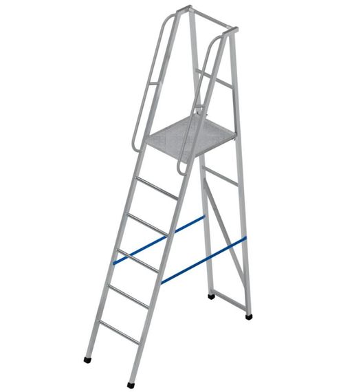 Лестница-платформа фиксированной высоты алюминиевая MEGAL ЛПФВА Н=1.2-2 с резиновыми башмаками