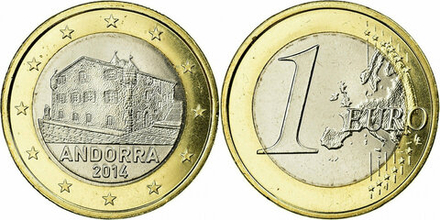 Андорра 1 евро, 2014-2022 XF