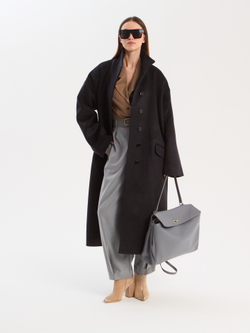 Пальто удлиненное ворсовое черное