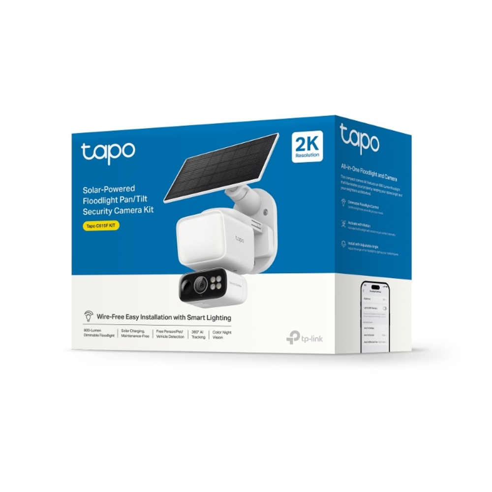 TP-Link Tapo C615F KIT Комплект камера с солнечной панелью и прожектором