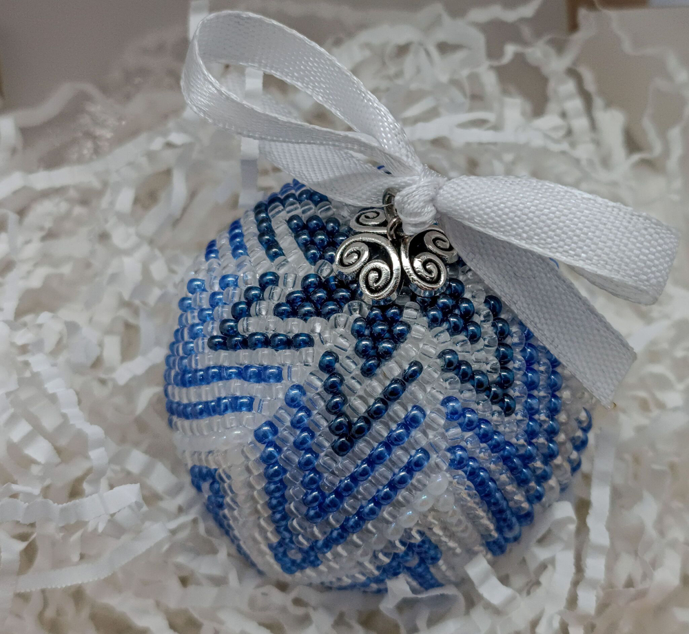 Елочная Игрушка, Шарики на Елку из Бисера, Ручная работа, Зимняя вьюга