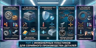 Топ-5 инженерных пластиков для серийного производства деталей
