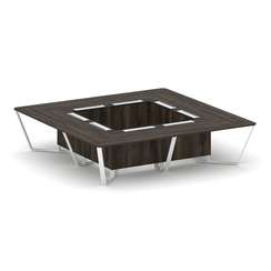 Steel Meet Стол переговорный квадратный KMK-PR.B.SP-16K Дуб Мали/Графит Глянец/Металл Белый 3200*320