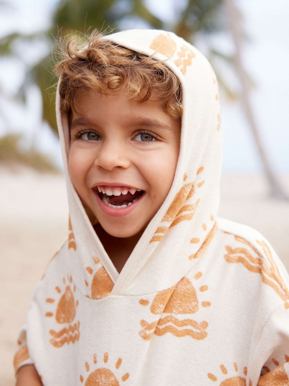 Пончо и шорты в комплекте для мальчика Next E22-926, Оранжевый, Молочный