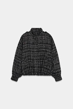 ZARA БОМБЕР С МЕТАЛЛИЗИРОВАННОЙ НИТЬЮ, ЧЕРНЫЙ/ЭКРЮ