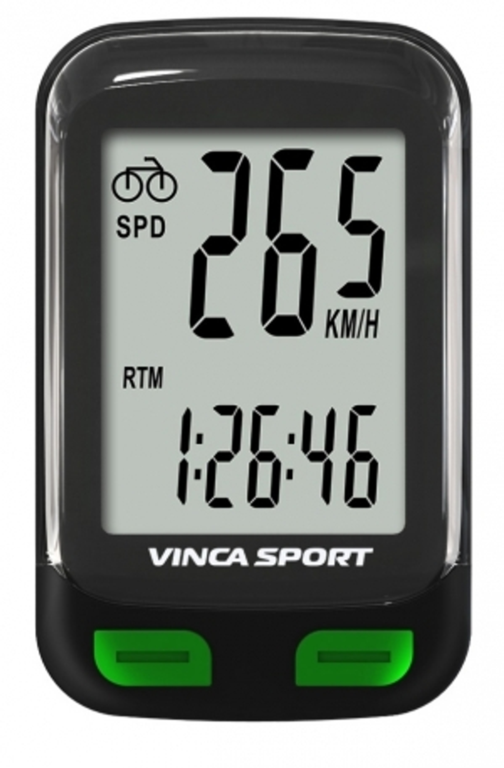 Компьютер проводной, 12 функций, черный с зеленым, инд.уп. Vinca Sport V-3500 black/green