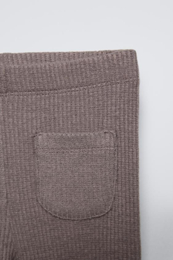 ZARA КОМПЛЕКТ ИЗ ФУТБОЛКИ И ЛЕГИНСОВ, КОРИЧНЕВЫЙ/СЕРЫЙ