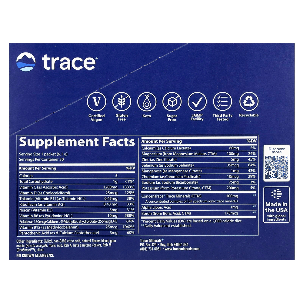 Trace, Power Pak, без сахара, апельсин и манго, 30 пакетиков по 6,1 г (0,22 унции)