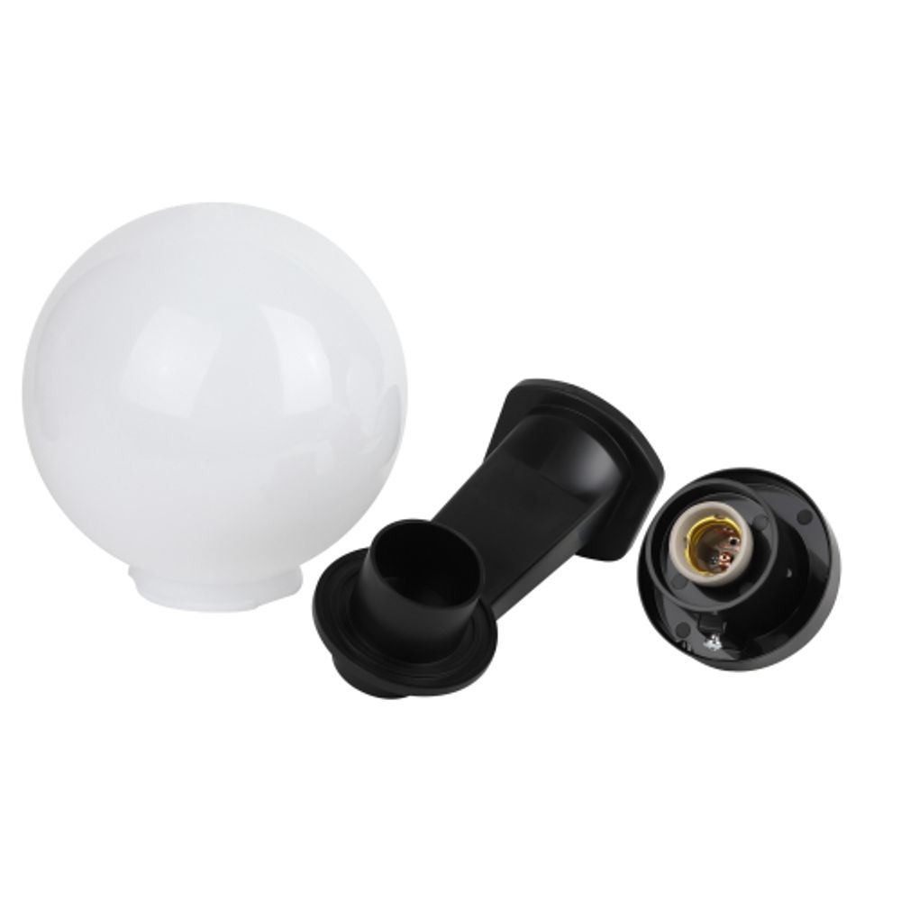 Садово-парковый светильник ЭРА НБУ 01-60-201 шар опаловый настенный IP44 Е27 max60Вт d200mm