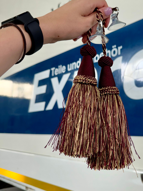 Кисти декоративные 2 штуки  на лобовое/на присосках. Бордовые. Объемные