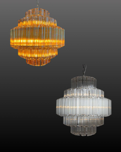 Роскошная многоярусная люстра в тёплом золотом оттенке и прозрачном ✨