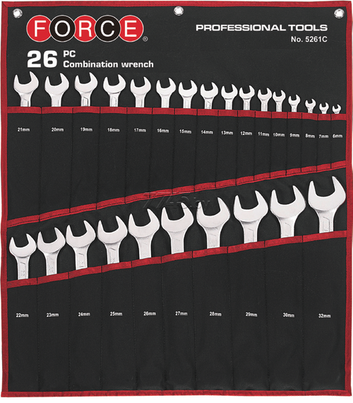 Набор комбинированных гаечных ключей 26 предметов FORCE 5261C (5261c)