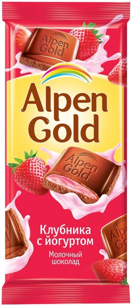 Шоколад Alpen Gold, клубника с йогуртом, 85 гр
