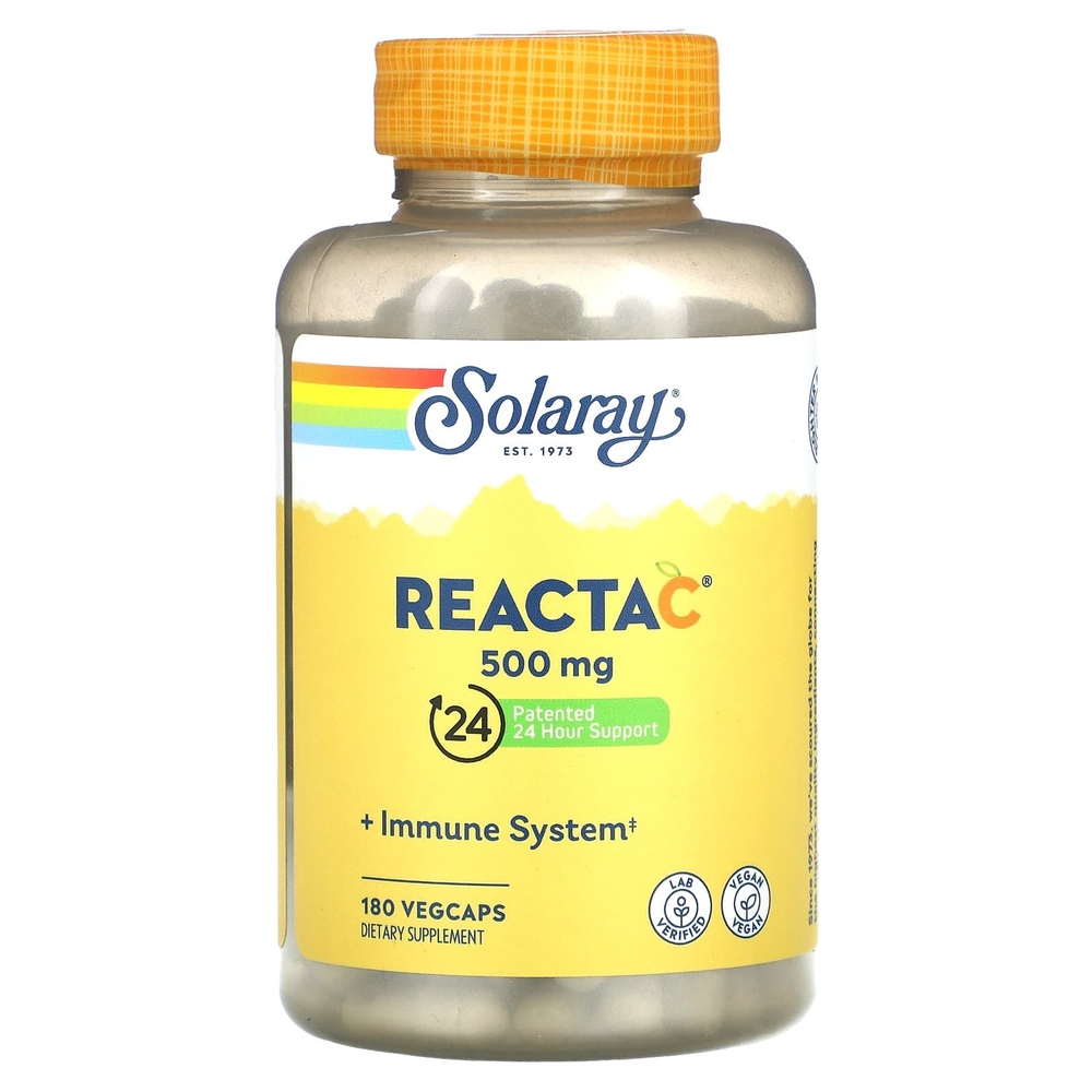 Solaray, Reacta-C, 500 мг, 180 вегетарианских капсул