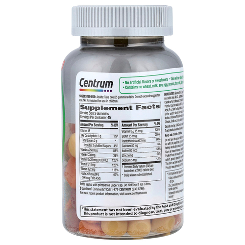 Centrum, Мультивитамины для взрослых старше 50, натуральное фруктовое ассорти, 90 жевательных мармеладок