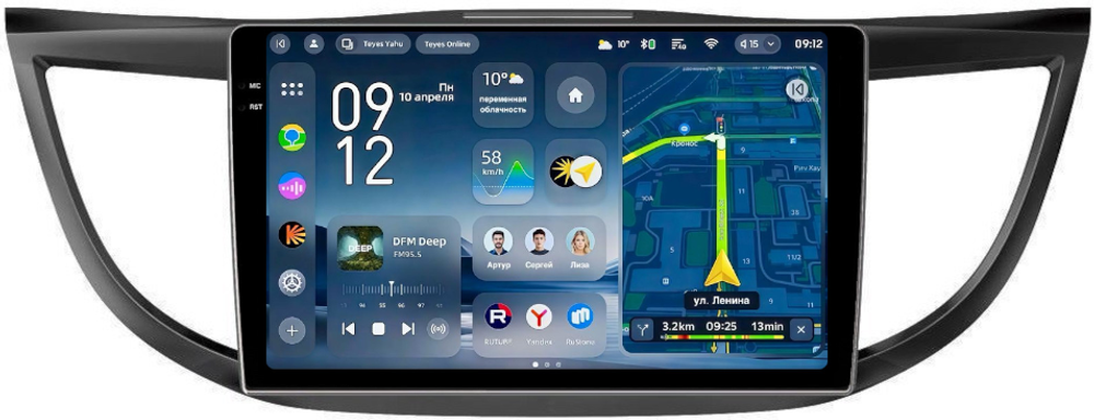 Магнитола для Honda CR-V 4 2012-2016 (большая рамка) - Teyes CC4-PRO монитор 10.36" 2K QLED на Android 13, Snapdragon 778G, AI, CarPlay, DSP, 4G SIM-слот