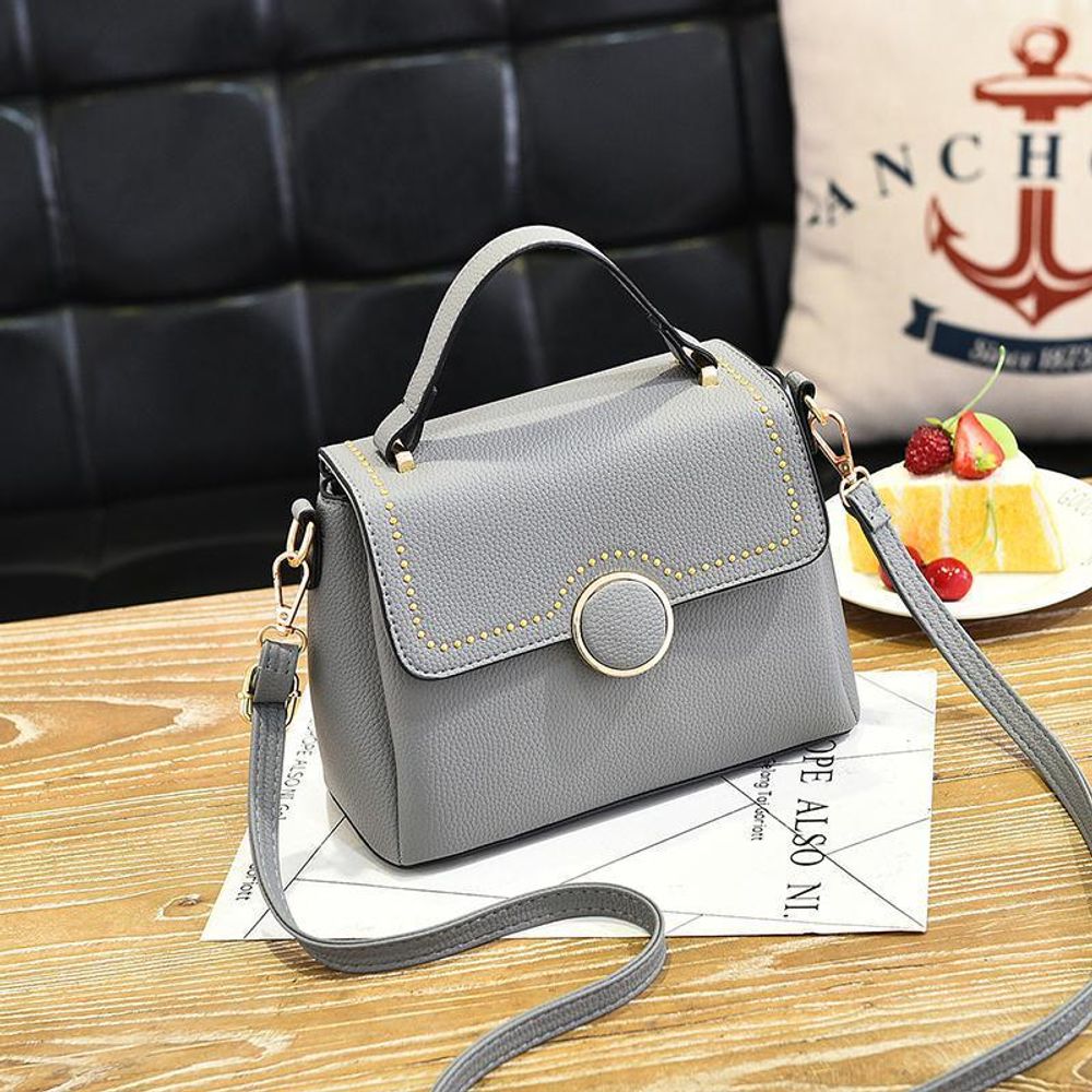 Маленькая стильная женская повседневная сумка серого цвета из экокожи Dublecity 7268-3 Grey