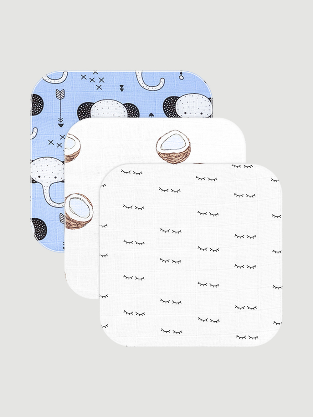 Сет из 3х муслиновых салфеток Mjölk Кокосы