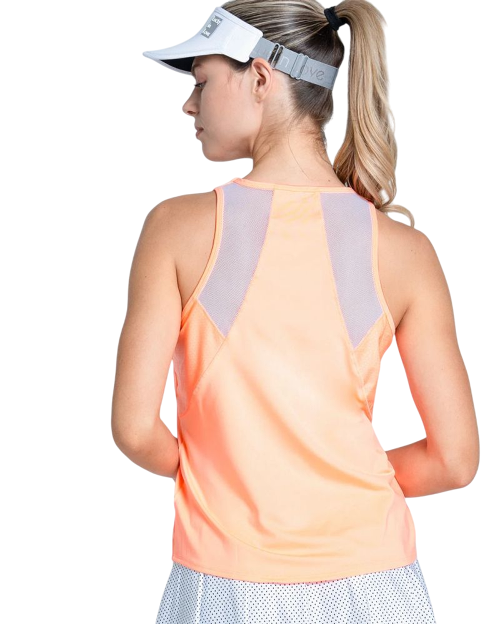 Женский теннисный топ Lucky in Love Every Game Shimmer Tank - оранжевый мороз