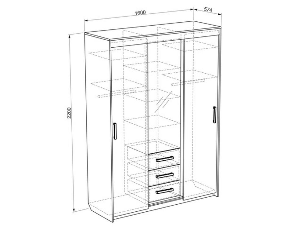 Шкаф-купе 600 "Виктория-2" (венге/дуб млечный), Мебельсон