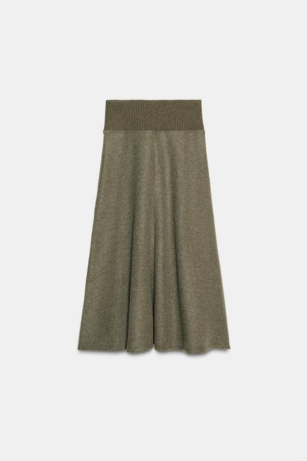 ZARA ЮБКА SOFT КЛЕШЕНОГО КРОЯ, ЗЕЛЕНЫЙ МЕЛАНЖ