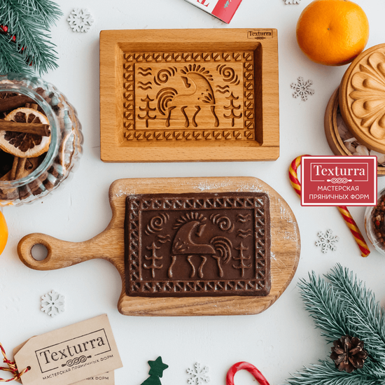 Пряничная форма Конь по мотивам мезенской росписи