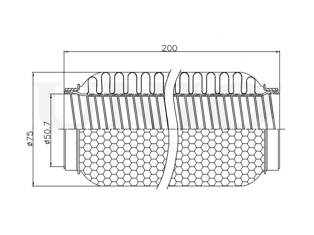 Гофра глушителя 50x200 мм WireFlex UNIO EXP-50200W