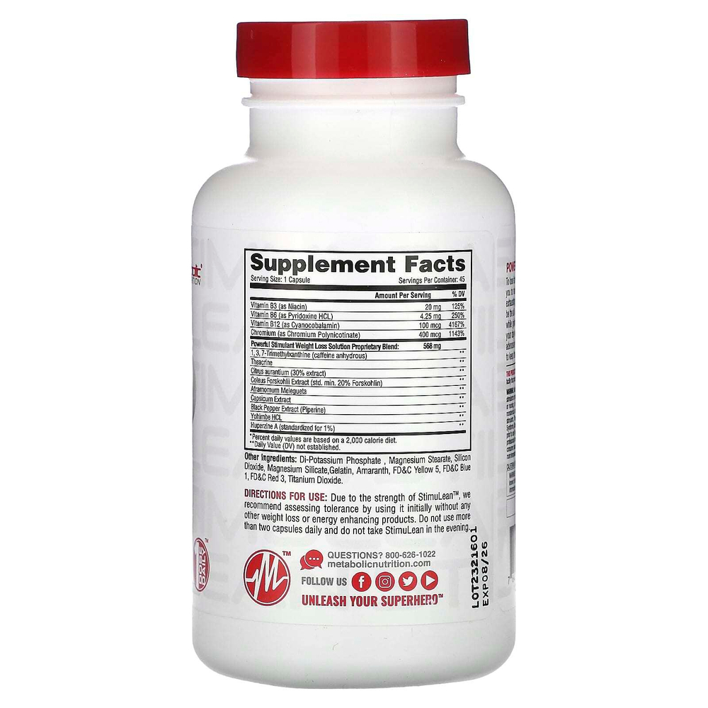 Metabolic Nutrition, Stimulean, 45 капсул