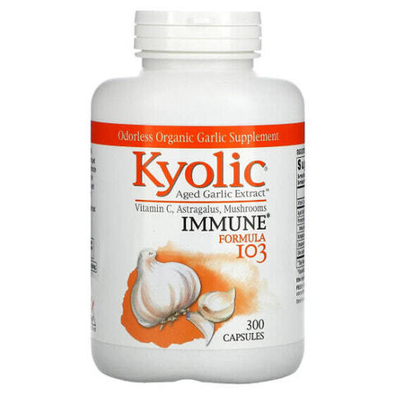 Растительные экстракты и настойки Kyolic, Состав №103 для поддержания иммунитета, 300 капсул