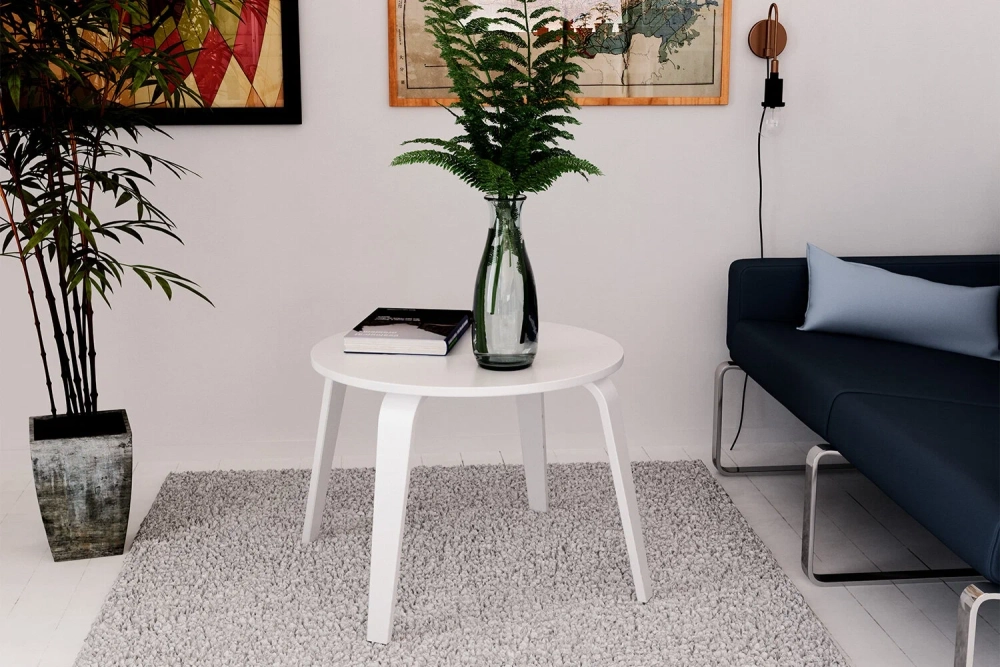 Стол журнальный круглый STEFANO, D=60 см, белый