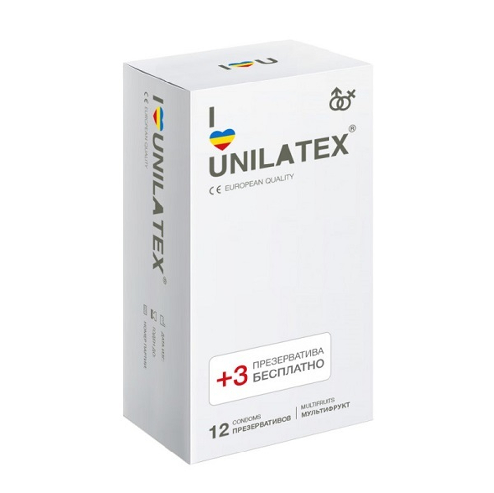 Разноцветные ароматизированные презервативы Unilatex Multifruit 12шт