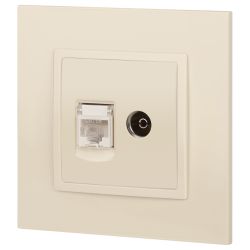 14-3110-02 ЭРА Розетка RJ45+TV, IP20, сл.кость | Elegance Слоновая кость