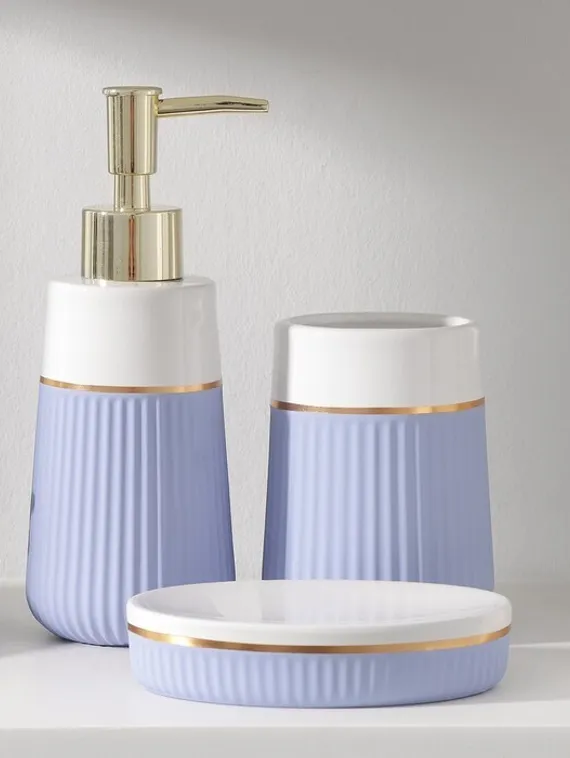 Набор аксессуаров для ванной комнаты SAVANNA Grace, 3 предмета (дозатор для мыла 290 мл, стакан, мыльница), цвет сиреневый,белый