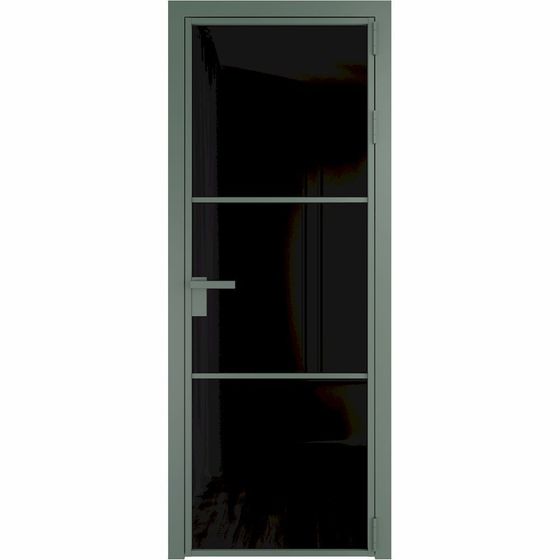 Алюминиевая дверь 13AG зелёный воск остеклённая