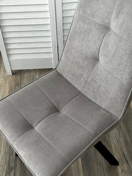 Стул BRONX, 360 град. поворот. B22 Серый, велюр / черный каркас, М-City